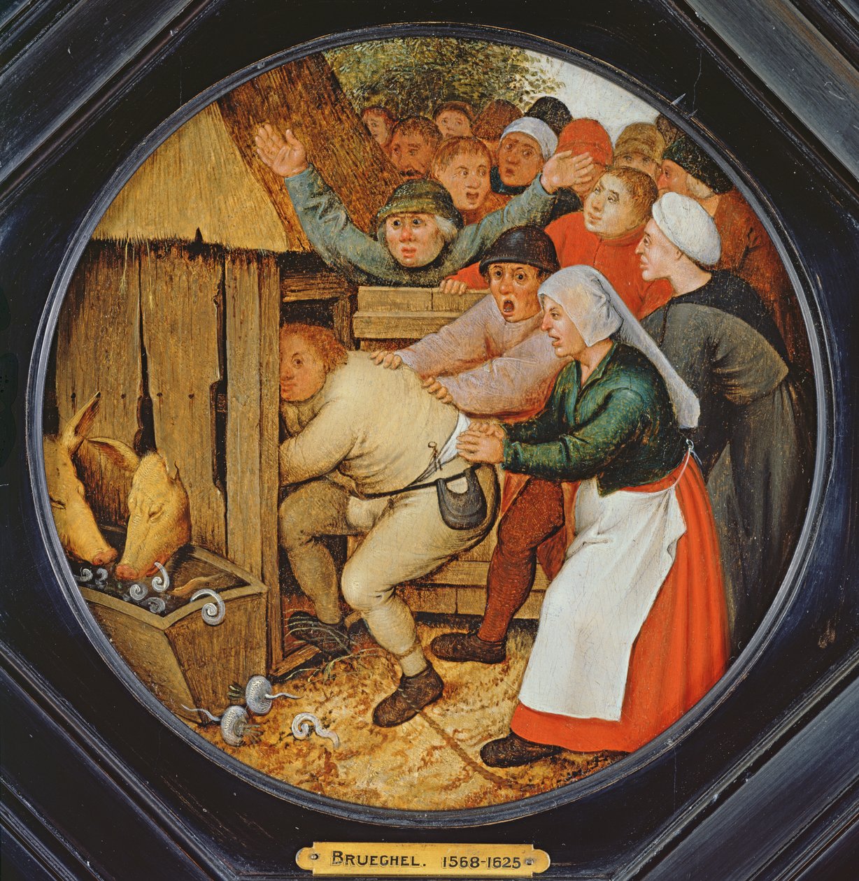 شرابی د خنزیر پولی ته وغورځاوه autorstwa Pieter Brueghel the Younger