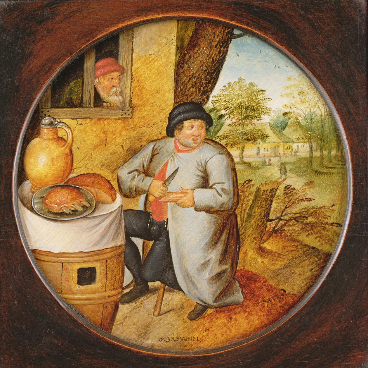 Człowiek, który tnie drewno i mięso tym samym nożem autorstwa Pieter Brueghel the Younger