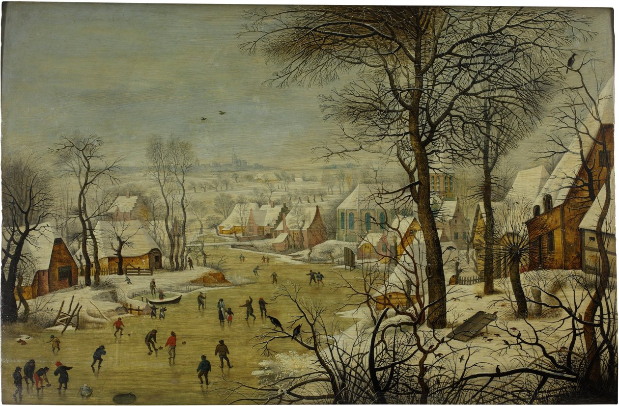 Zimowy pejzaż z pułapką na ptaki autorstwa Pieter Brueghel the Younger