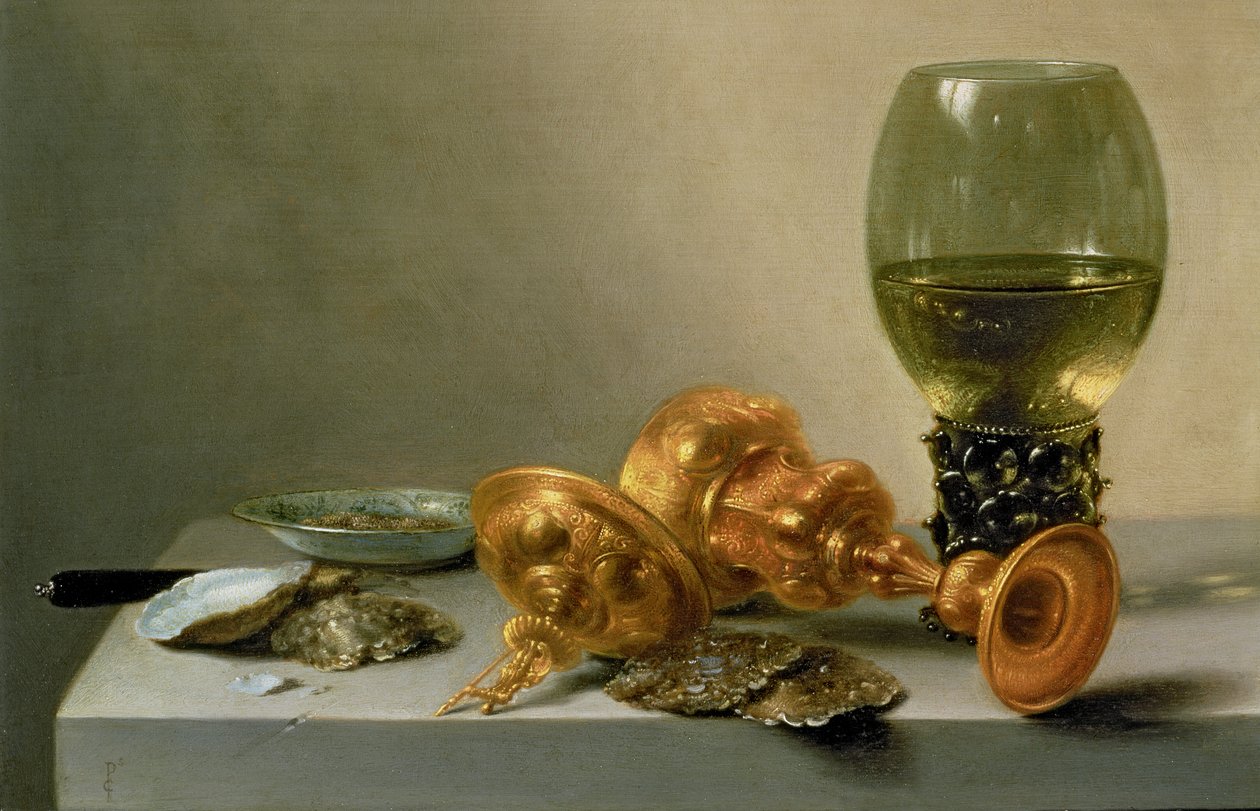 Martwa natura z Roemerem i pozłacanym pucharem autorstwa Pieter Claesz