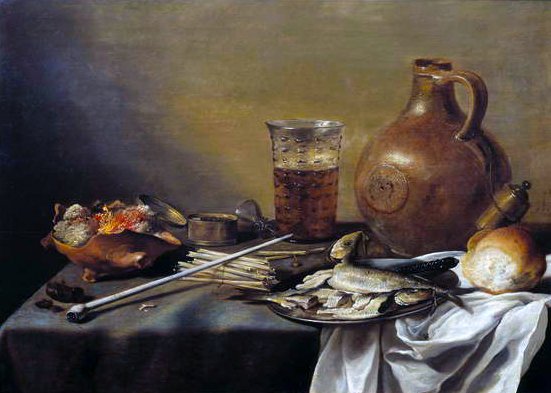 Martwa natura z szklanką piwa, 1644 autorstwa Pieter Claesz