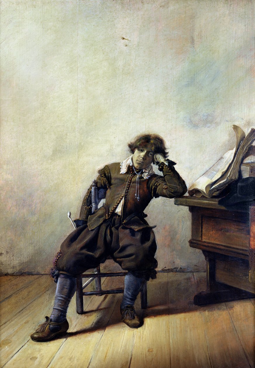 Młody student w gabinecie lub Palacz, ok. 1630-33 autorstwa Pieter Codde