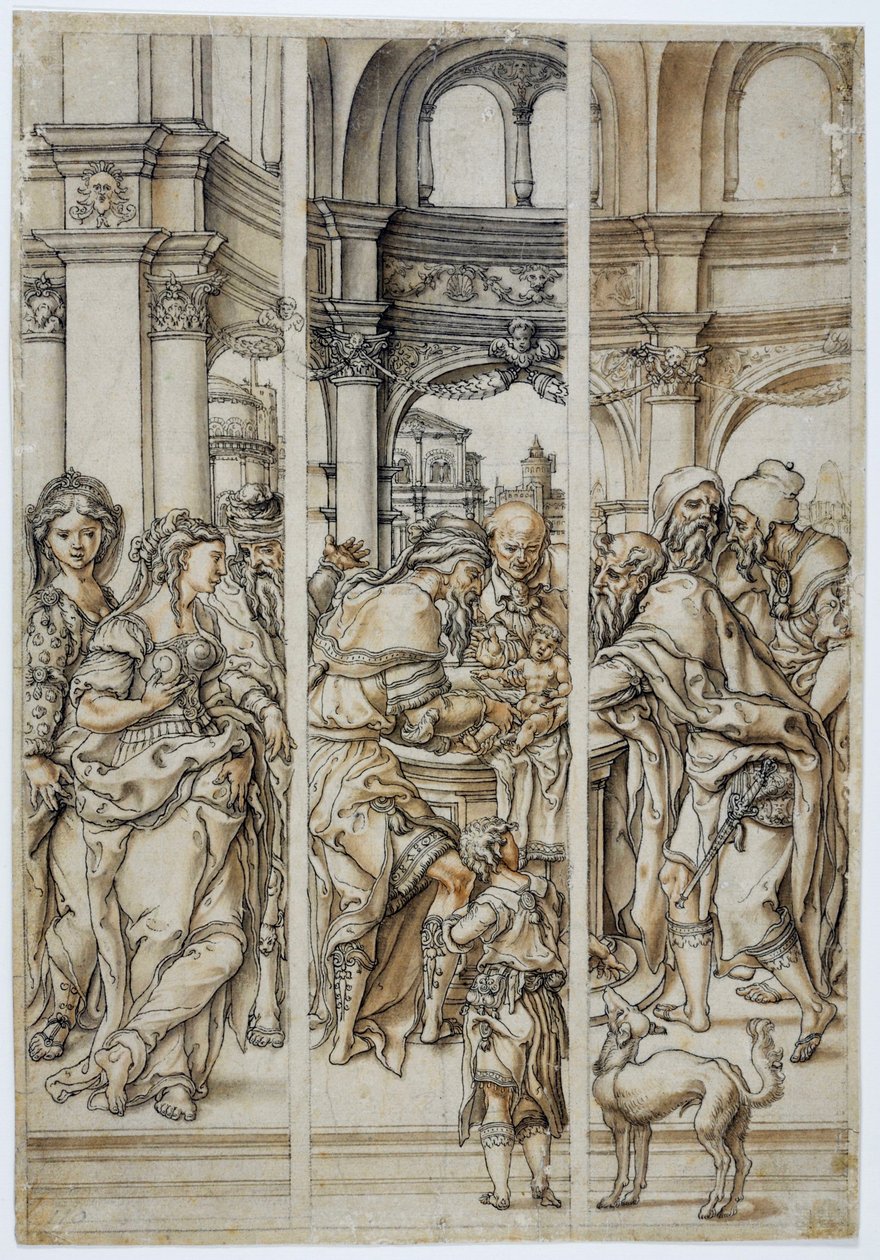 Obrzezanie Chrystusa, projekt witrażu autorstwa Pieter Coecke van Aelst
