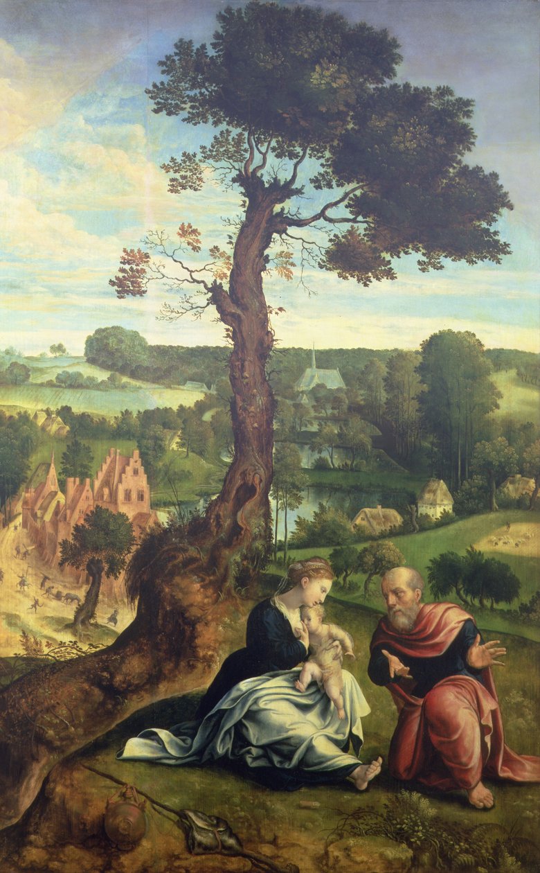 Odpoczynek podczas ucieczki do Egiptu, ok. 1534-40 (panel) autorstwa Pieter Coecke van Aelst