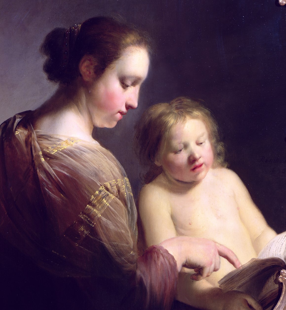 Dziewica uczy niemowlęcia Chrystusa czytać, ok. 1630 (szczegóły z 177874) autorstwa Pieter Fransz de Grebber