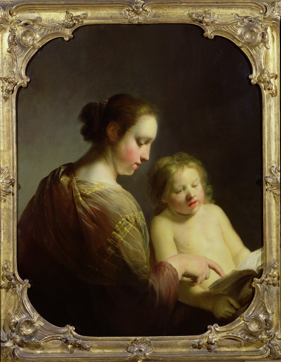 Dziewica uczy niemowlęcia Chrystusa czytać, ok. 1630 r autorstwa Pieter Fransz de Grebber