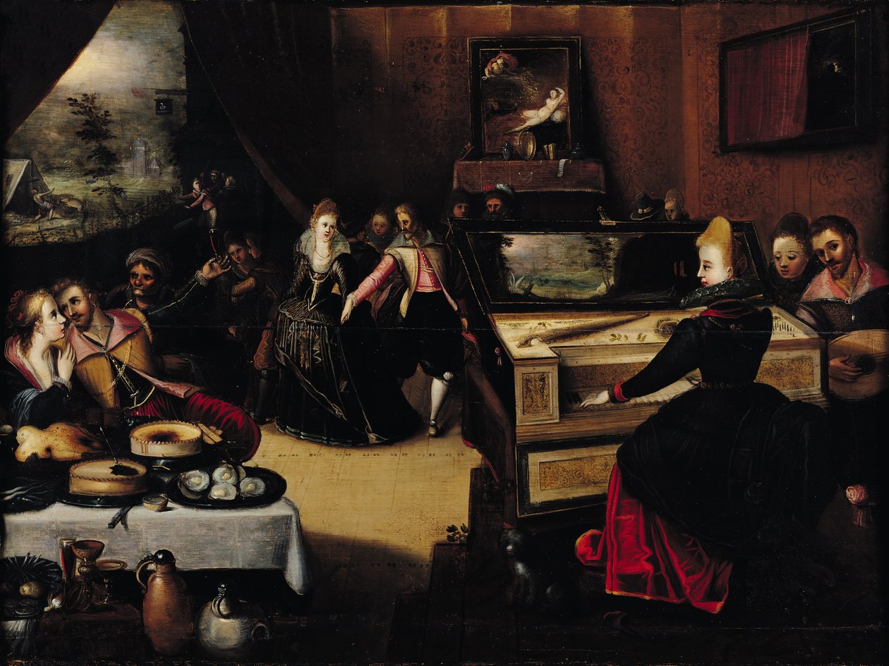 Syn marnotrawny z kurtyzanami lub scena wewnętrzna autorstwa Pieter Jansz. Pourbus