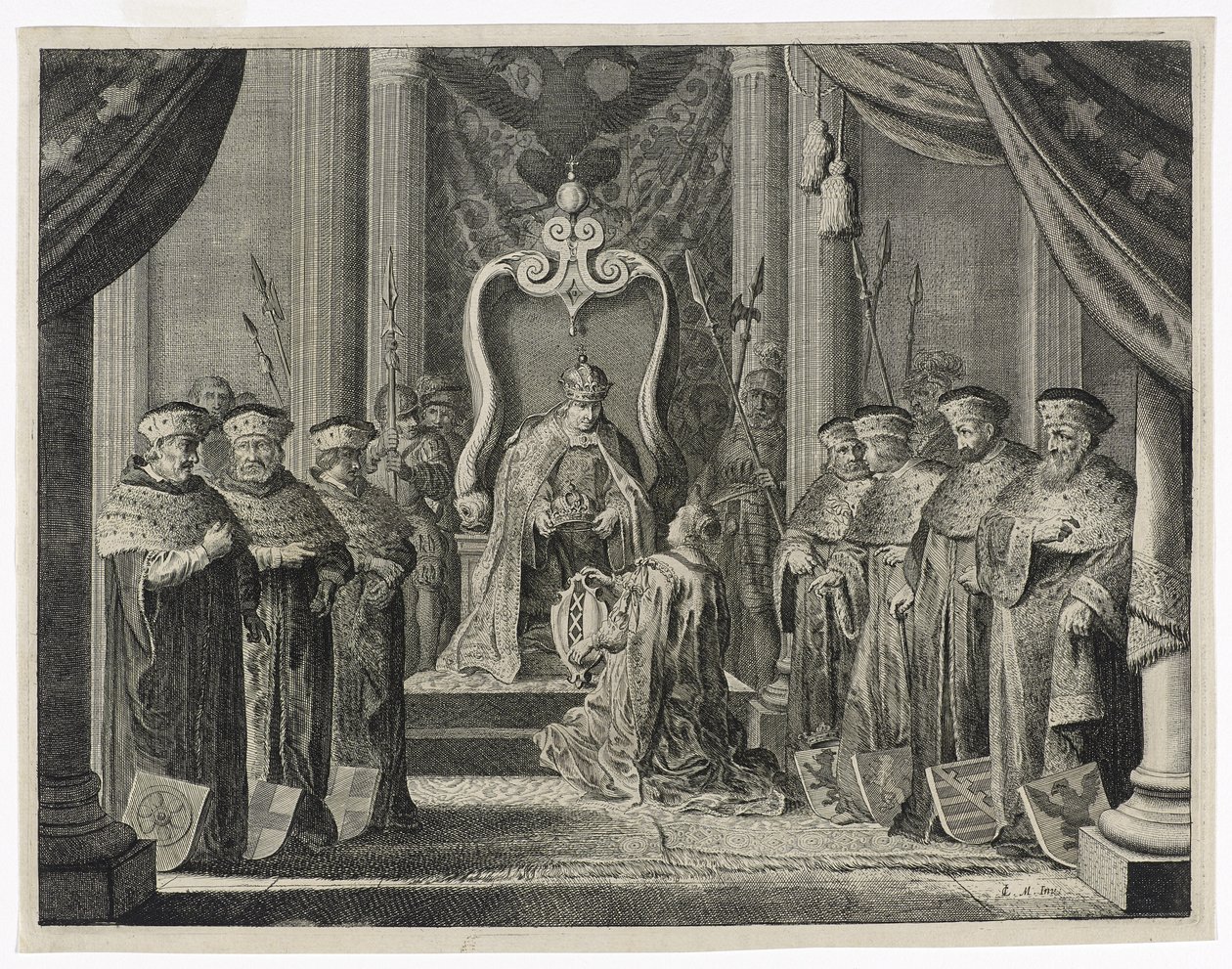 Darowizna korony cesarskiej miastu Amsterdam, 1638 autorstwa Pieter Nolpe