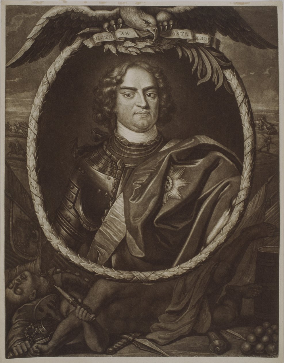August II (1670-1733) król polski, 1709 autorstwa Pieter Schenk