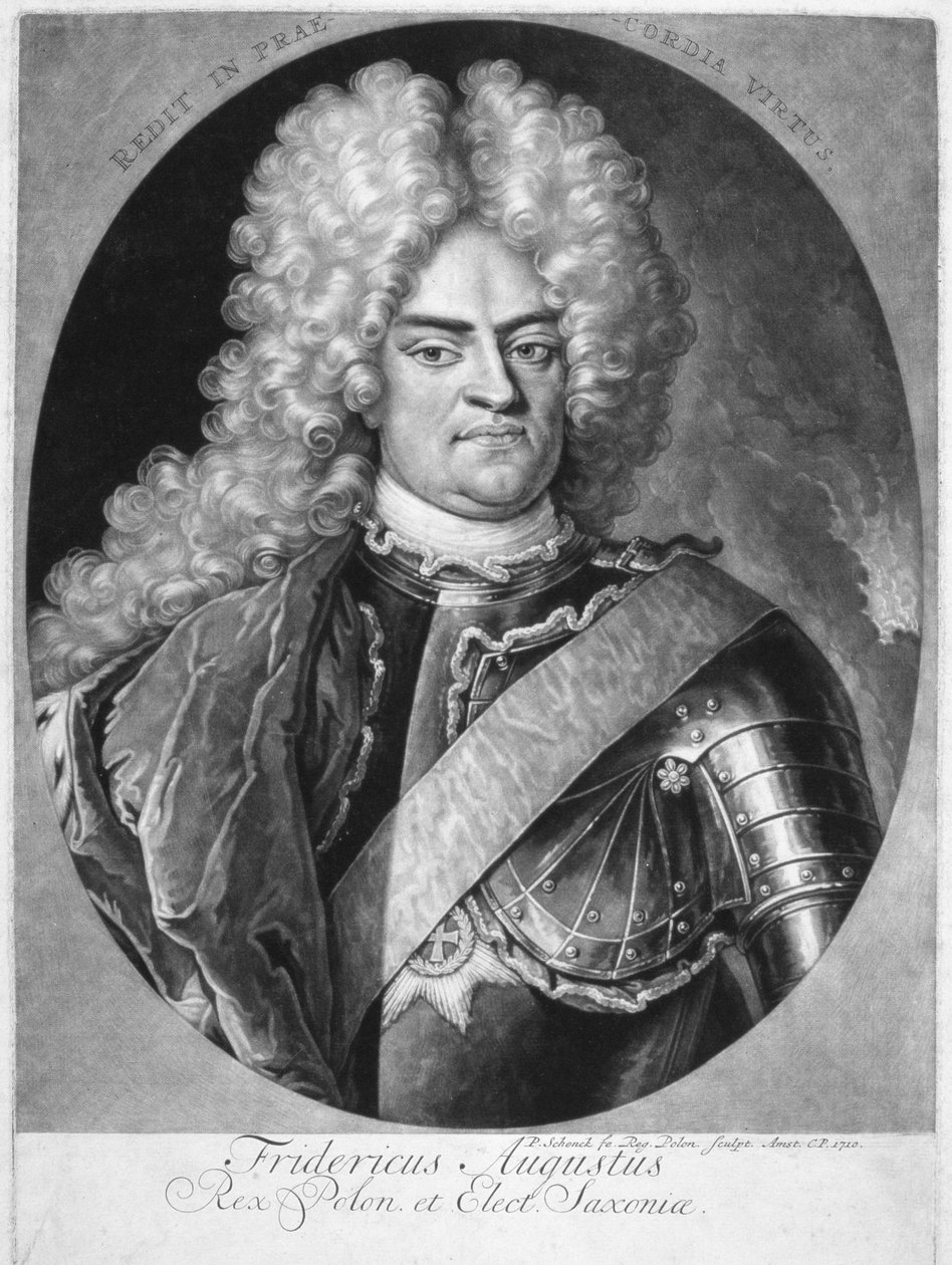 August II (1670-1733) król polski, 1710 autorstwa Pieter Schenk