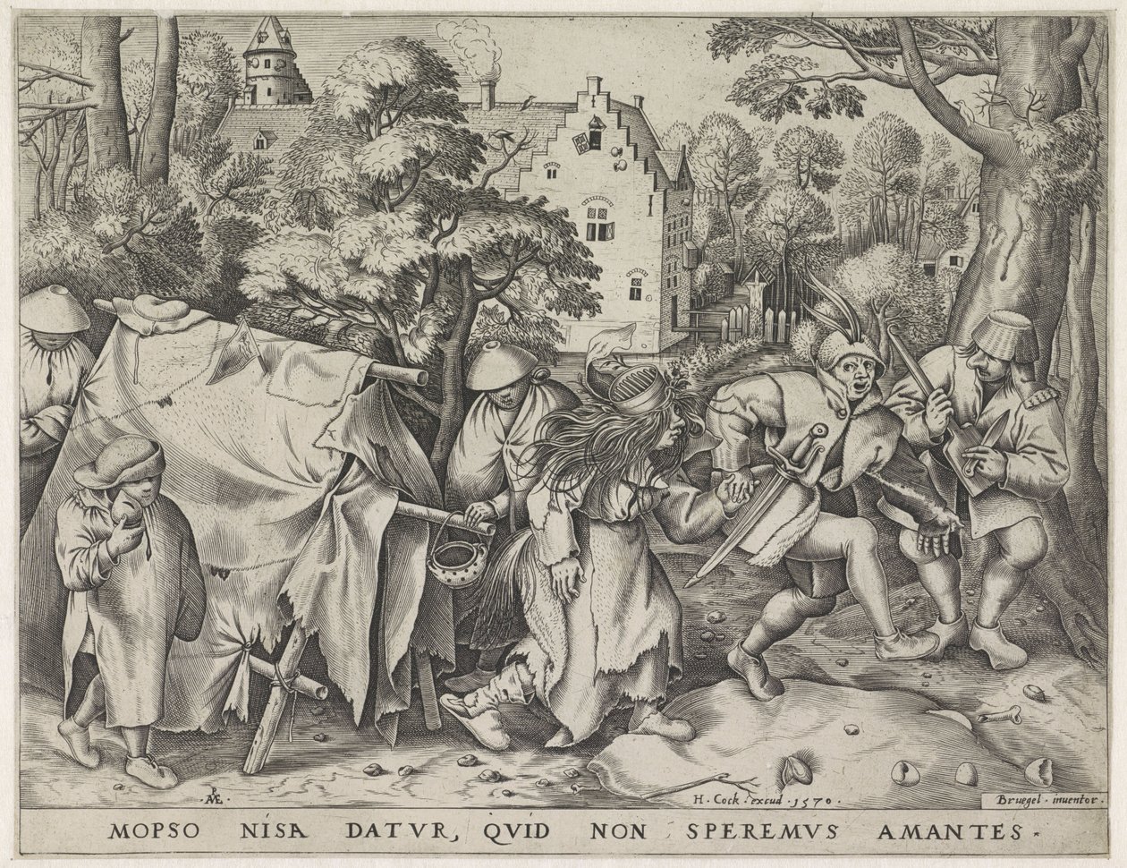 Brudna panna młoda lub ślub Mopsusa i Nysy, grawerowane przez Pietera van der Heyden, 1570 autorstwa Pieter The Elder after Brueghel