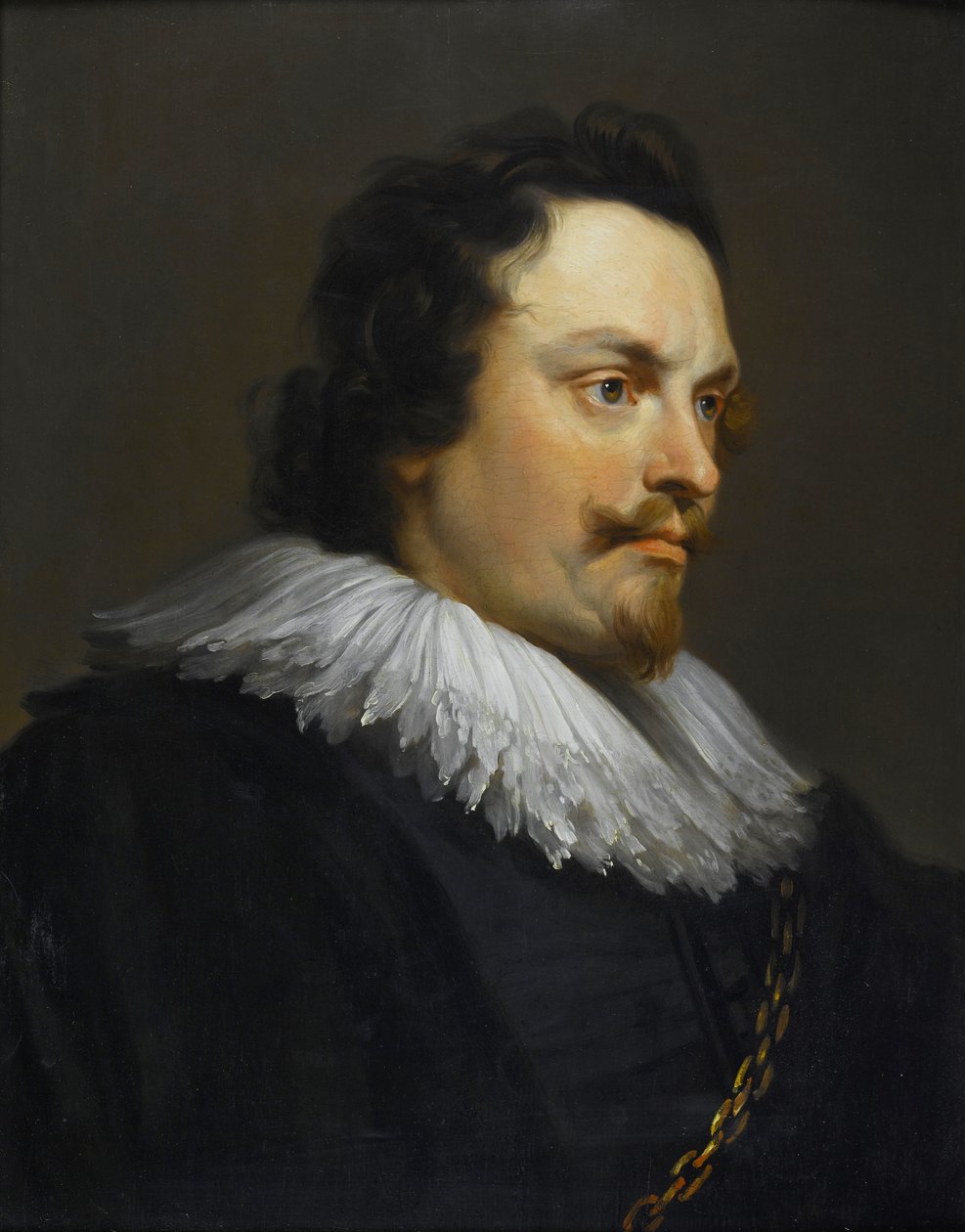 Portret dżentelmena, do biustu, w czarnych szatach i białym kołnierzyku autorstwa Pieter Thijs