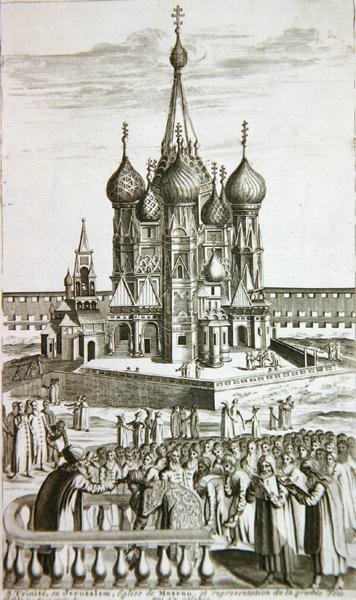 Sainte Trinite, czyli Jerozolima, kościół moskiewski, z La Galerie Agreable du Monde, 1729 autorstwa Pieter Van der Aa