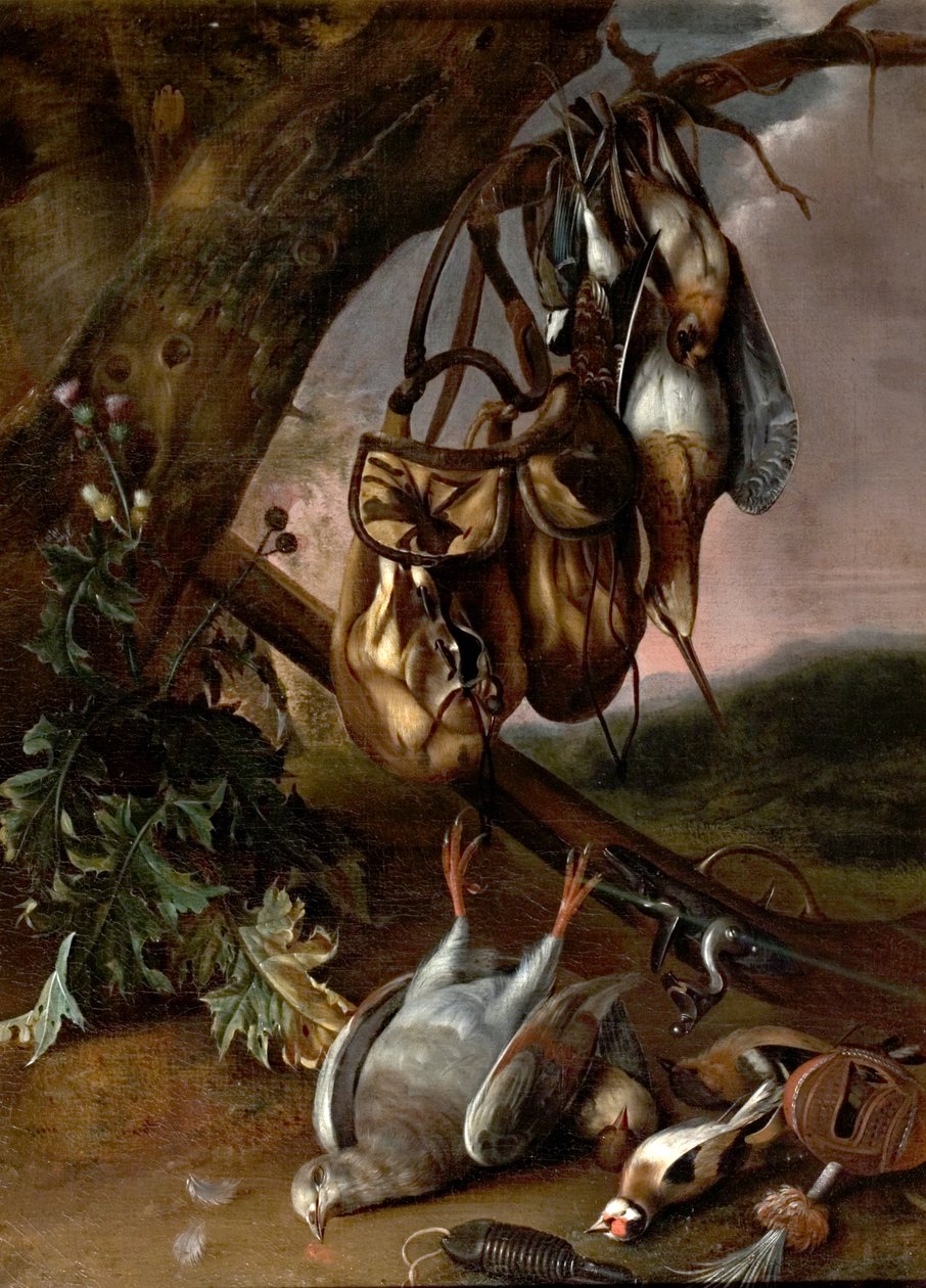 Martwa natura z martwą grą (gołąb i inne ptaki) autorstwa Pieter Withoos