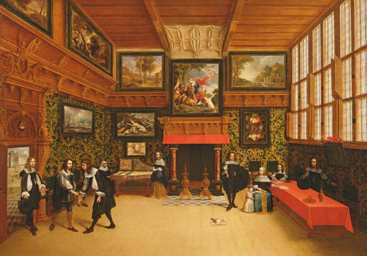 Dżentelmen przyjmujący gościa, 1650 autorstwa Pieter and Coques, Gonzales Neefs II