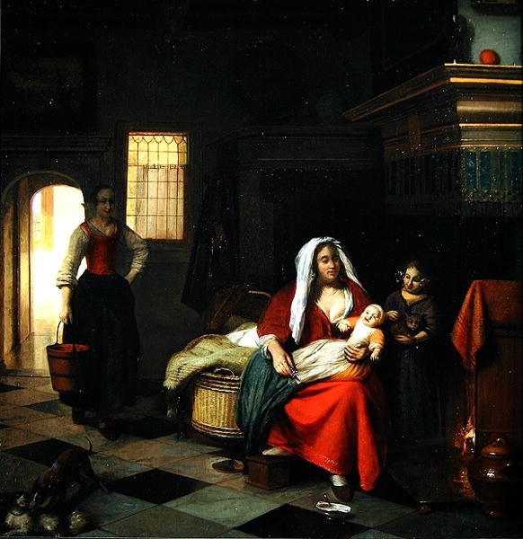 Wnętrze z mamą i jej dziećmi autorstwa Pieter de Hooch