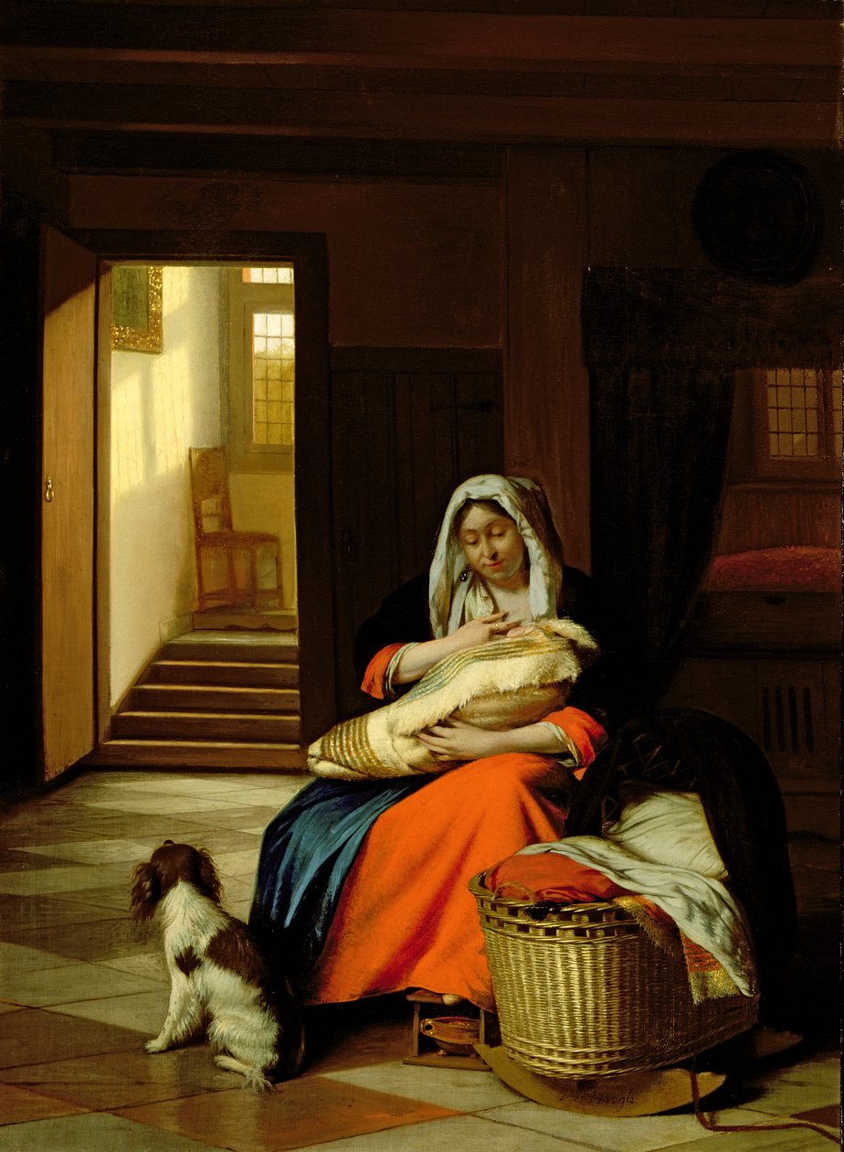 Matka karmiąca swoje dziecko, 1674-76 autorstwa Pieter de Hooch