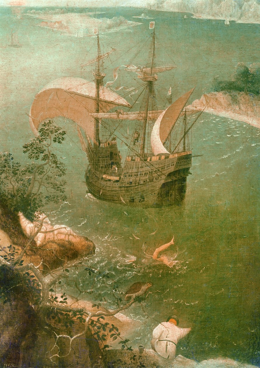 Pejzaż z upadkiem Ikara, ok. 1555 olej na płótnie, detal 3675 autorstwa Pieter Bruegel the Elder
