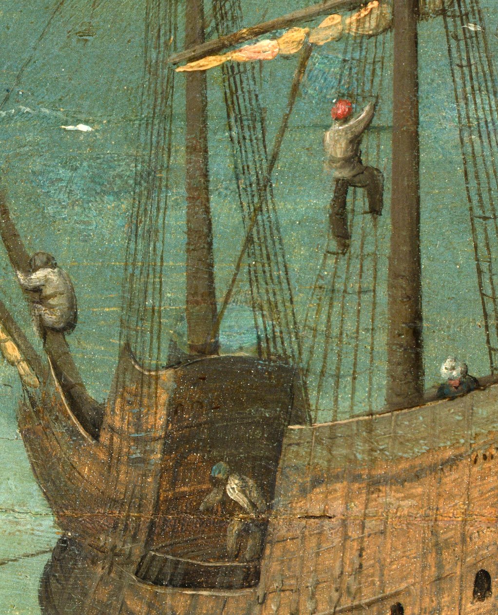 Detal olinowania statku z wieży Babel, 1563 r autorstwa Pieter Bruegel the Elder