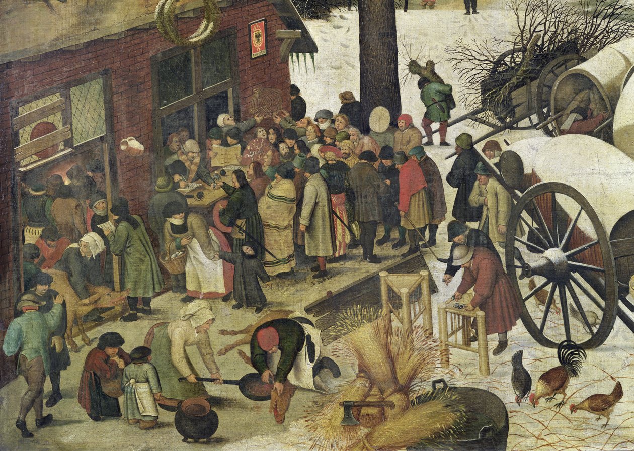 Spis ludności w Betlejem, fragment urzędu skarbowego olej na płótnie autorstwa Pieter Bruegel the Elder
