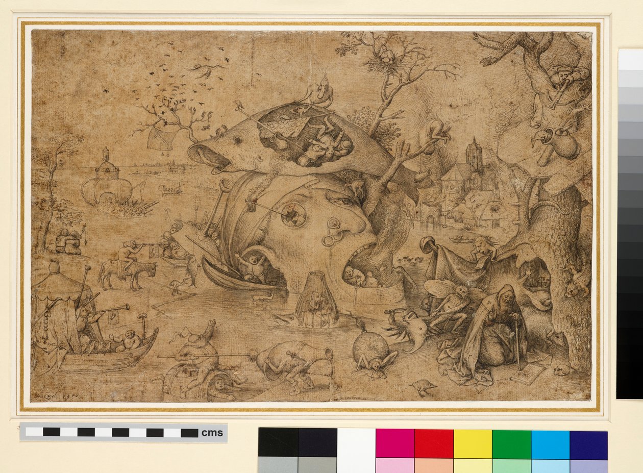 Kuszenie św. Antoniego, 1556 (pióro i tusz indyjski na papierze) autorstwa Pieter Bruegel the Elder