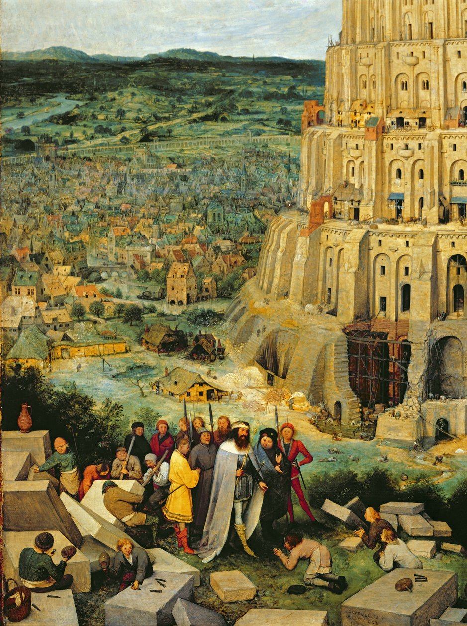 Wieża Babel, 1563 olej na detalu panelu 345 autorstwa Pieter Bruegel the Elder