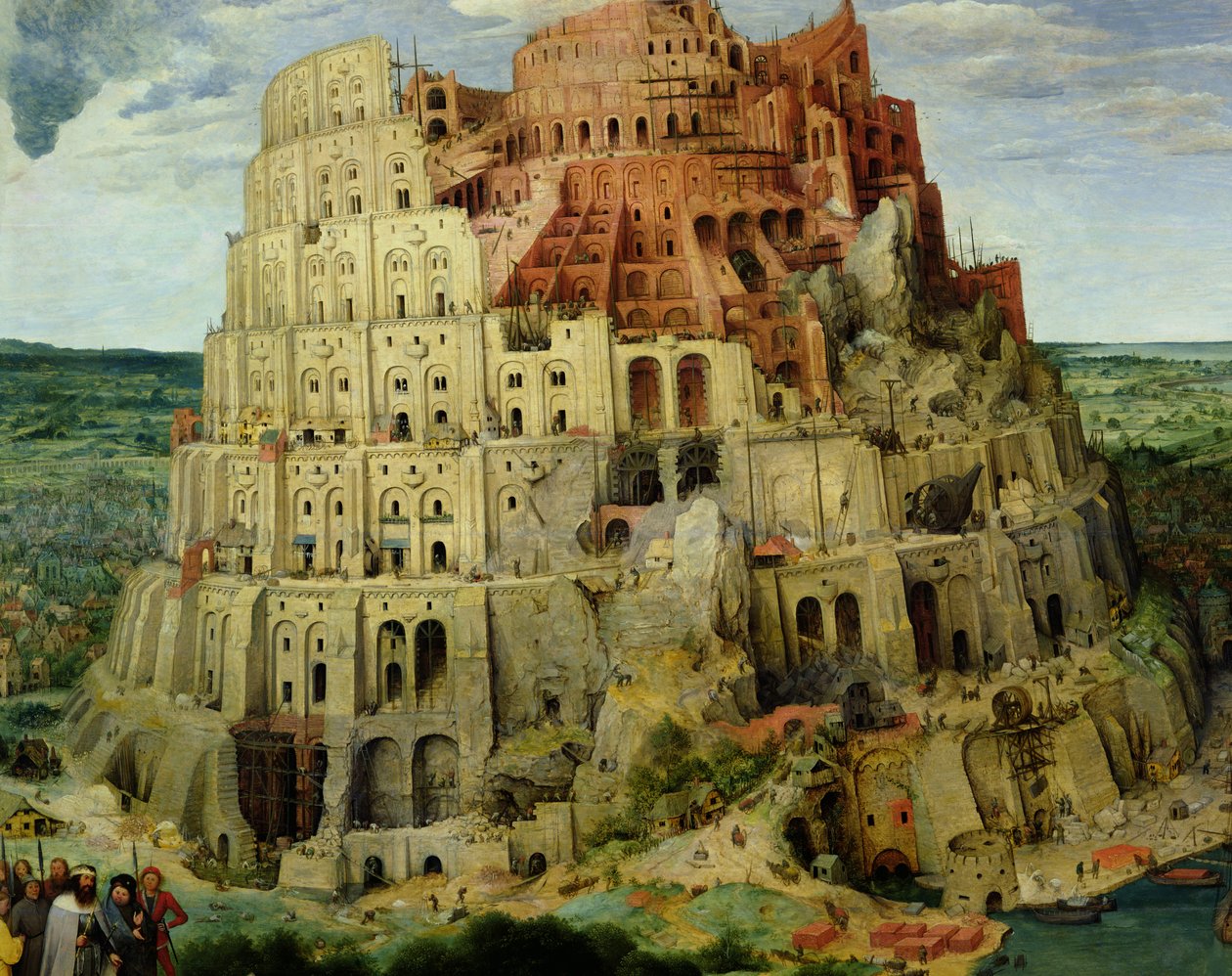 Wieża Babel, 1563 olej na detalu panelu 345 autorstwa Pieter Bruegel the Elder