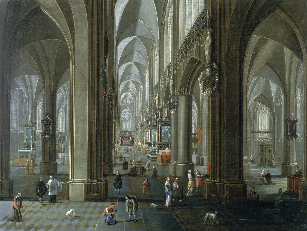 Wnętrze katedry Matki Bożej w Antwerpii autorstwa Pieter the Elder Neeffs