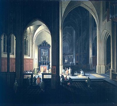 Wnętrze gotyckiego kościoła autorstwa Pieter the Elder Neeffs