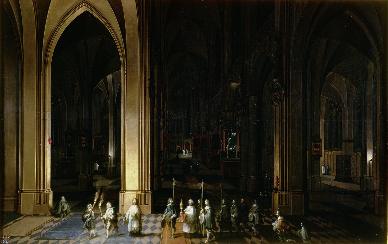 Viaticum we wnętrzu kościoła autorstwa Pieter the Elder Neeffs