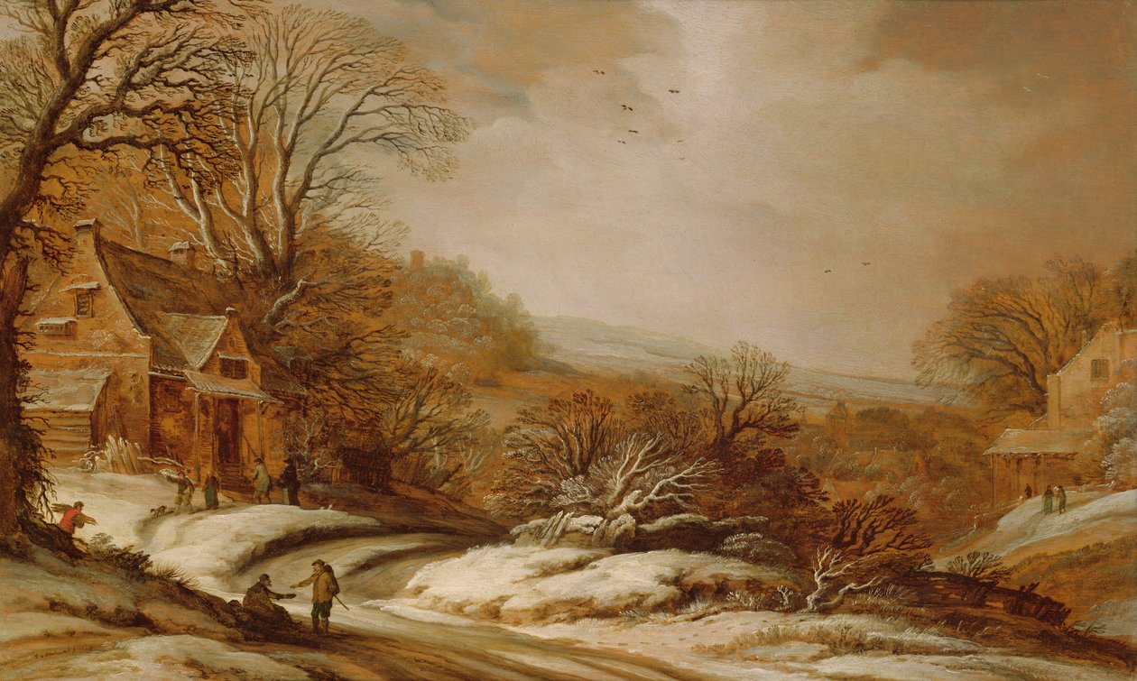 Pejzaż zimowy z chatami, 1625 autorstwa Pieter Dircksz Santvoort