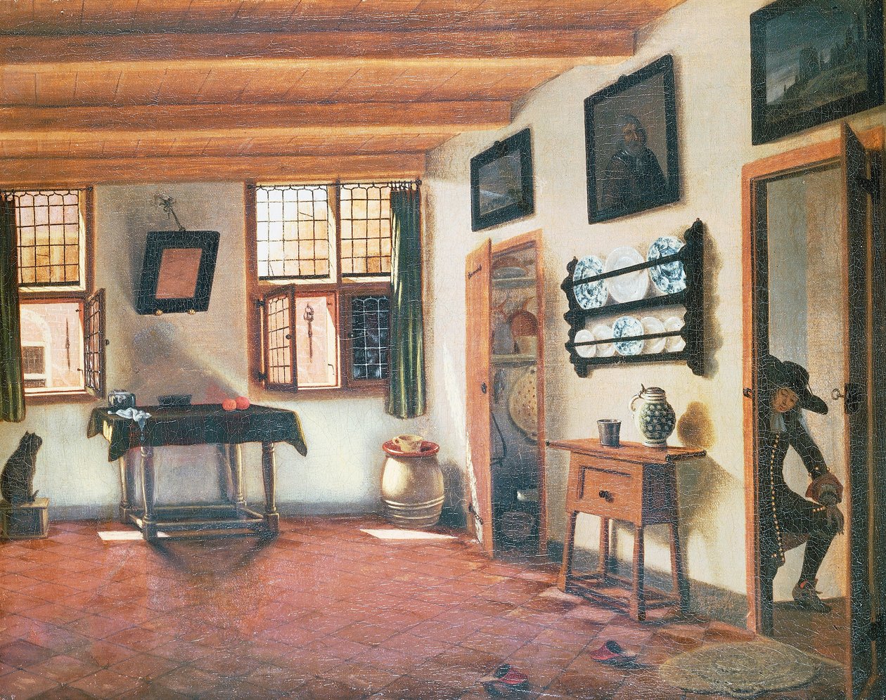 Wnętrze domu holenderskiego, ok. 1670, obraz Pieter Janssens Elinga (1623-1683), 48x60 cm autorstwa Pieter Janssens