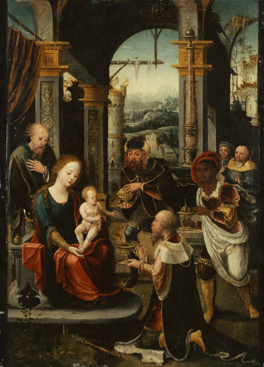 Adoracja Królów (olej na desce) autorstwa Pieter (attr. to) Coecke van Aelst