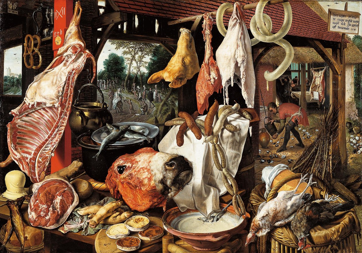 Stragan rzeźnika z ucieczką do Egiptu autorstwa Pieter Aertsen