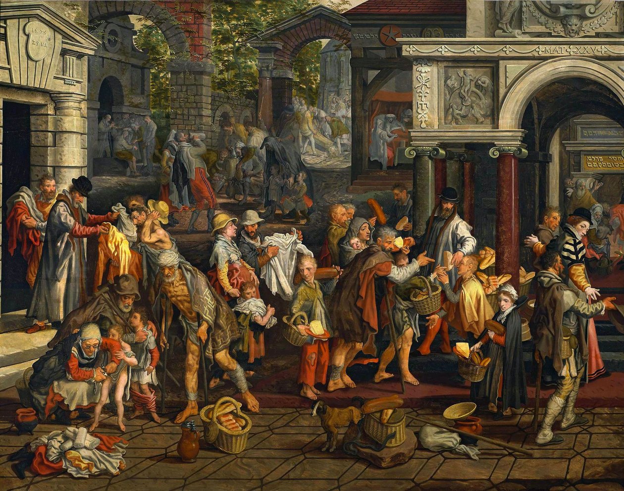Chrześcijańskie uczynki miłosierdzia (Mt 25:35-36) autorstwa Pieter Aertsen