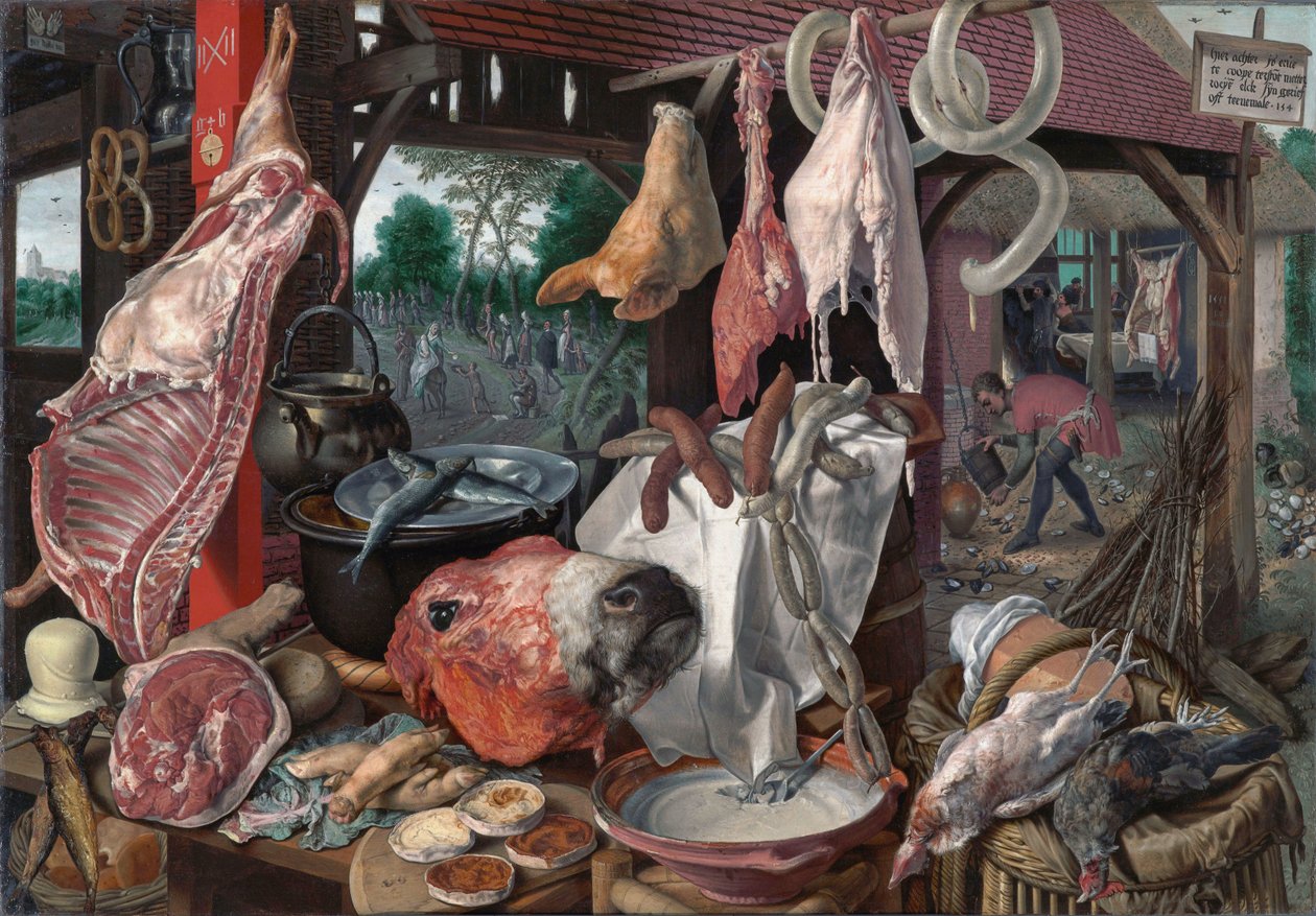 Sklep mięsny z lotem do Egiptu autorstwa Pieter Aertsen