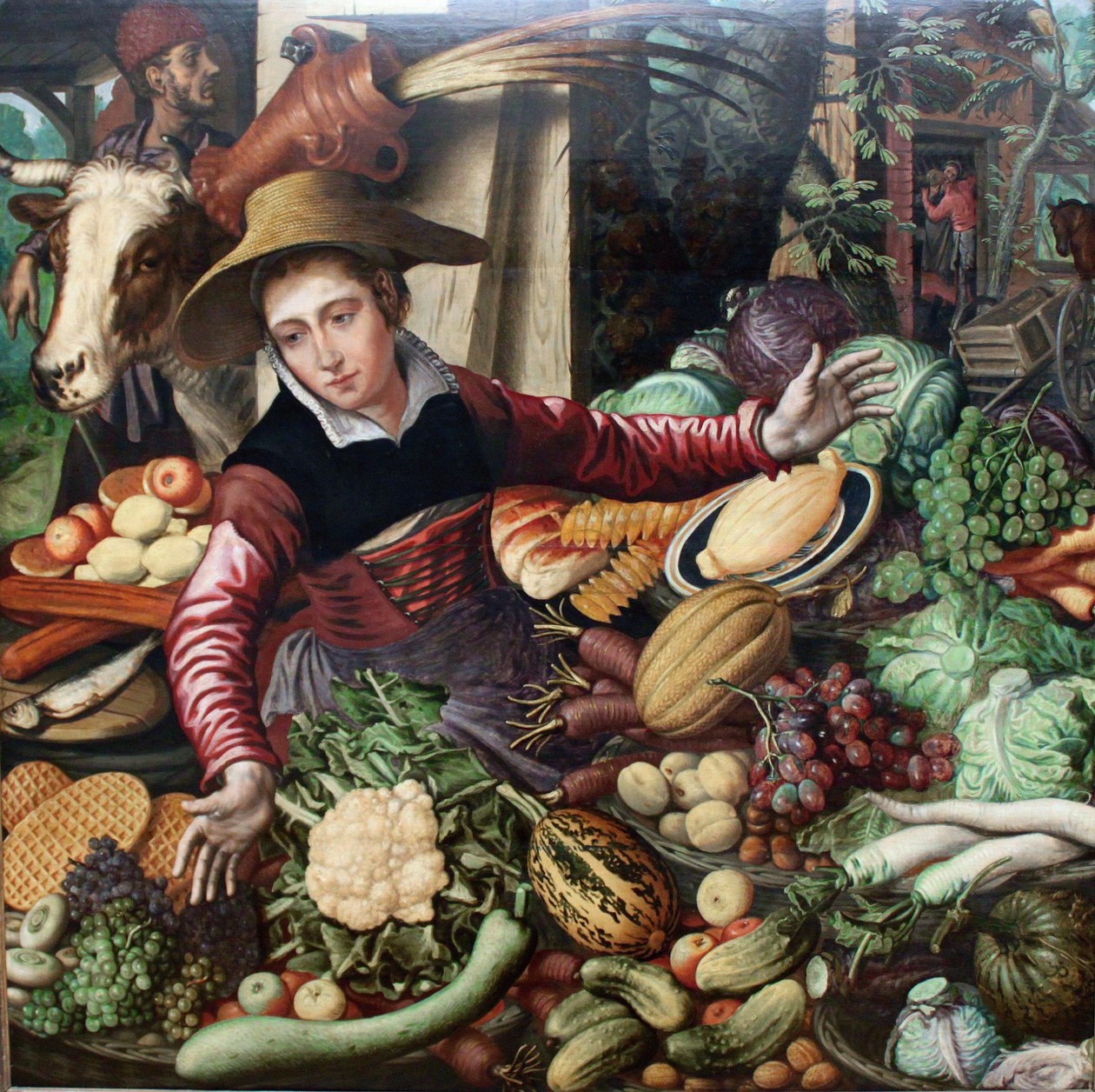 Niemiecki: Marktfrau am Gemüsestand Kobieta na targu przy stoisku z warzywami autorstwa Pieter Aertsen