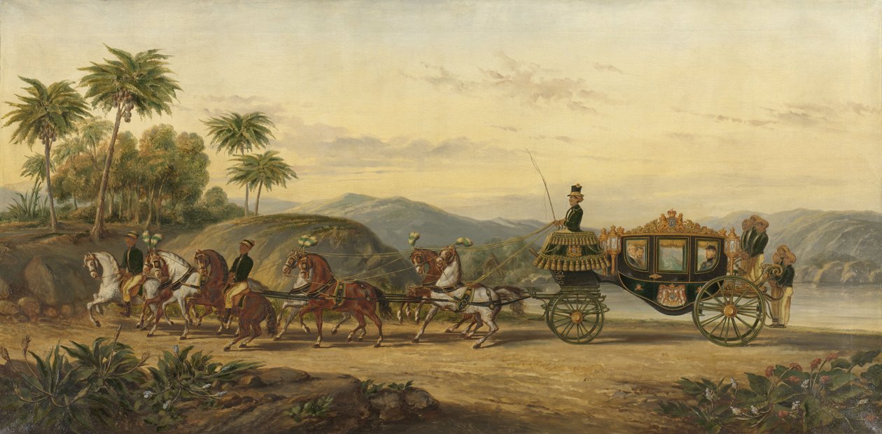 Powóz Mangkoe Nagoro IV, ok. 1870 (olej na płótnie) autorstwa Pieter Alardus Haaxman