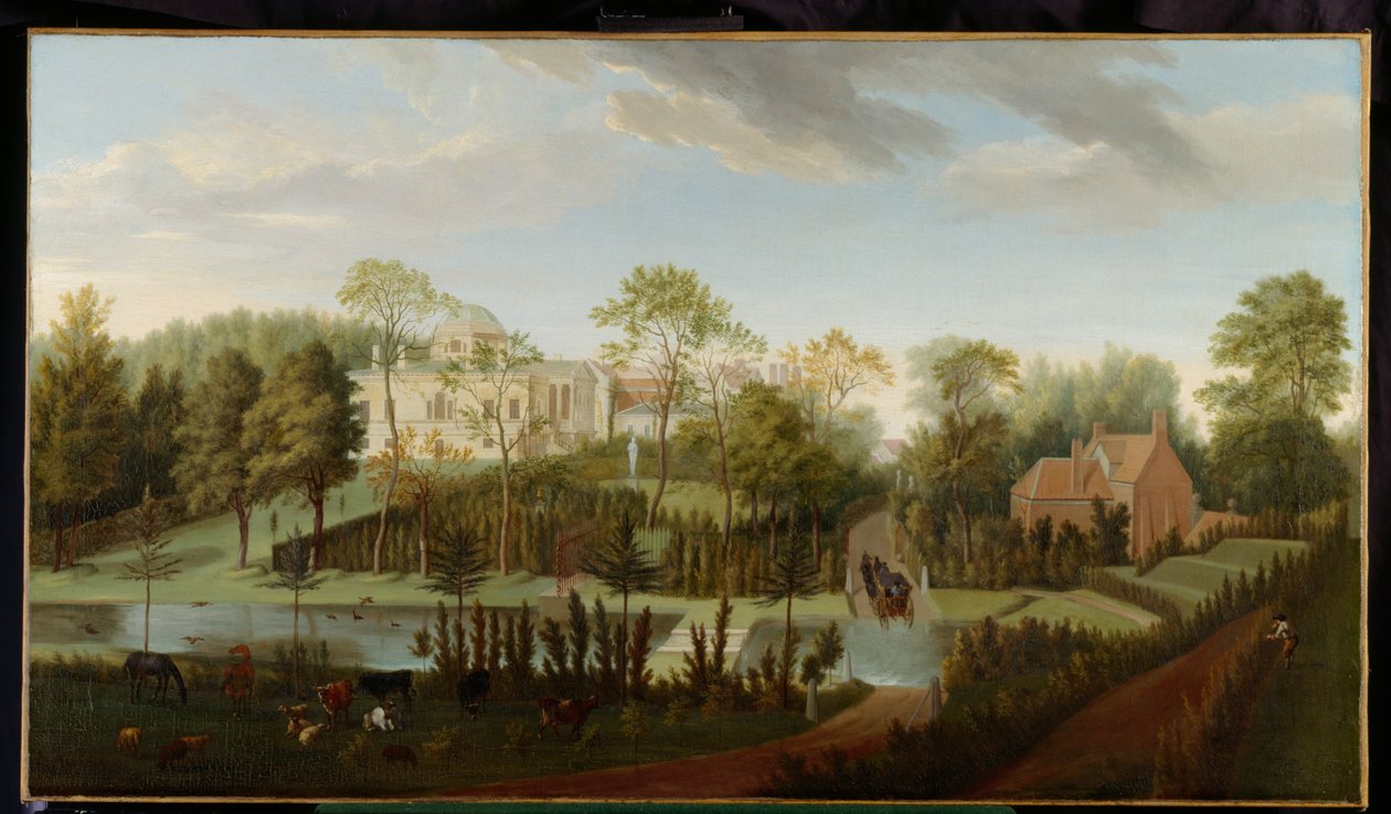 Widok Chiswick House od strony południowo-zachodniej (olej na płótnie) autorstwa Pieter Andreas Rysbrack