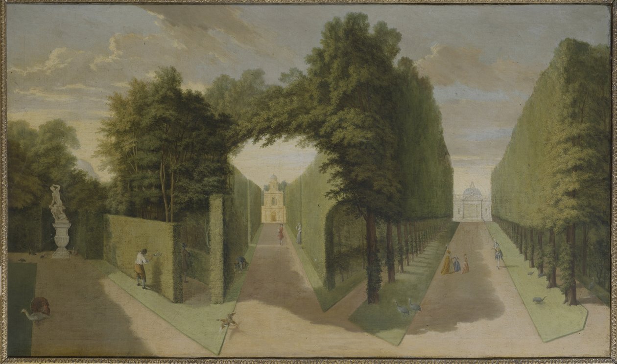 Widok na aleje Bagnio i Comed Building, Chiswick Villa (olej na płótnie) autorstwa Pieter Andreas Rysbrack