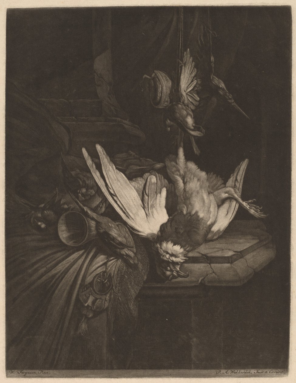 Martwa natura z dzikimi ptakami autorstwa Pieter Anthony Wakkerdak after William Gowe Ferguson