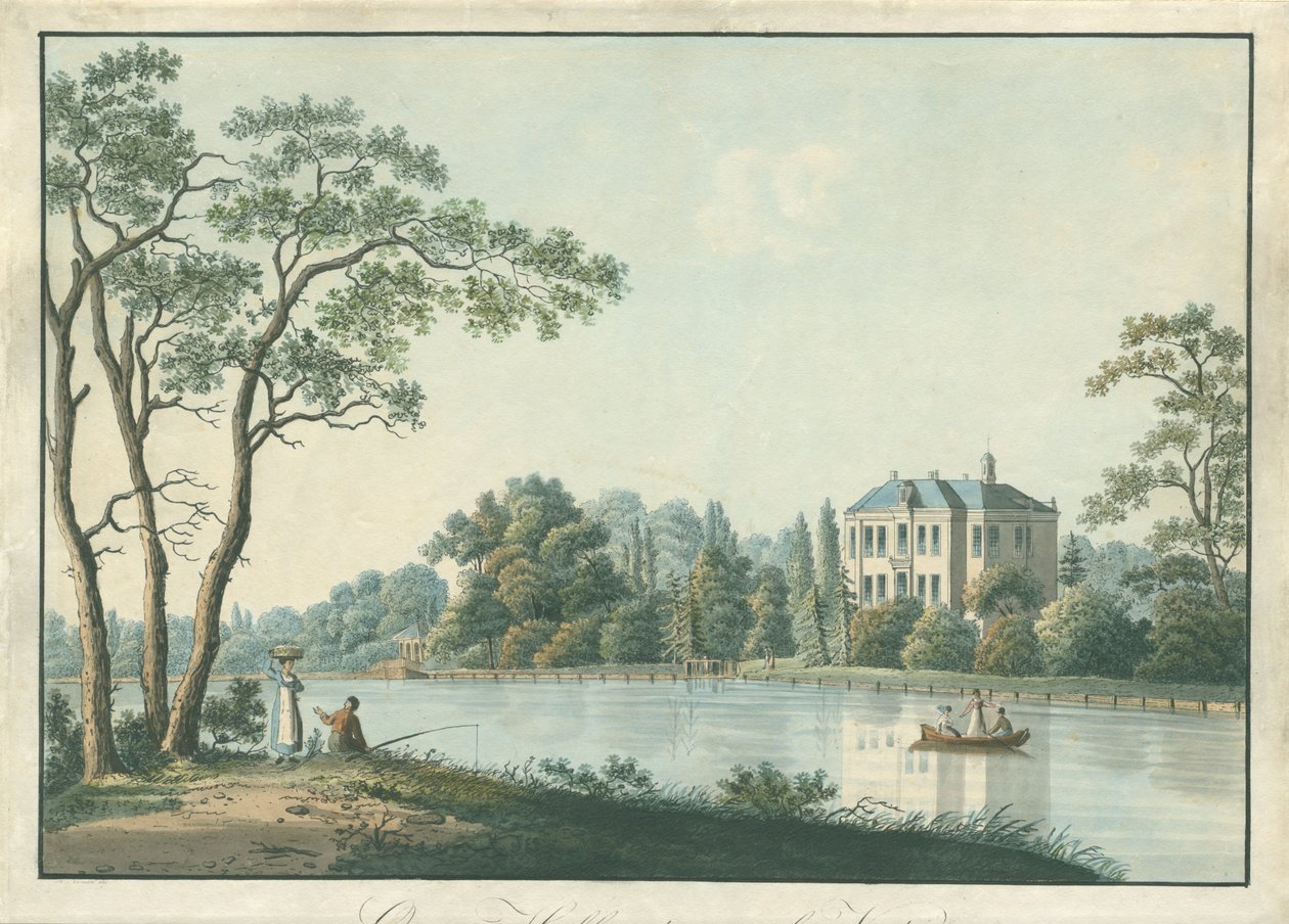 Widok domu na Holandię z kopułą herbaty na Vecht w Nieuwersluis Over-Holland aan de Vecht (tytuł na obiekcie) autorstwa Pieter Bartholomeusz. Barbiers