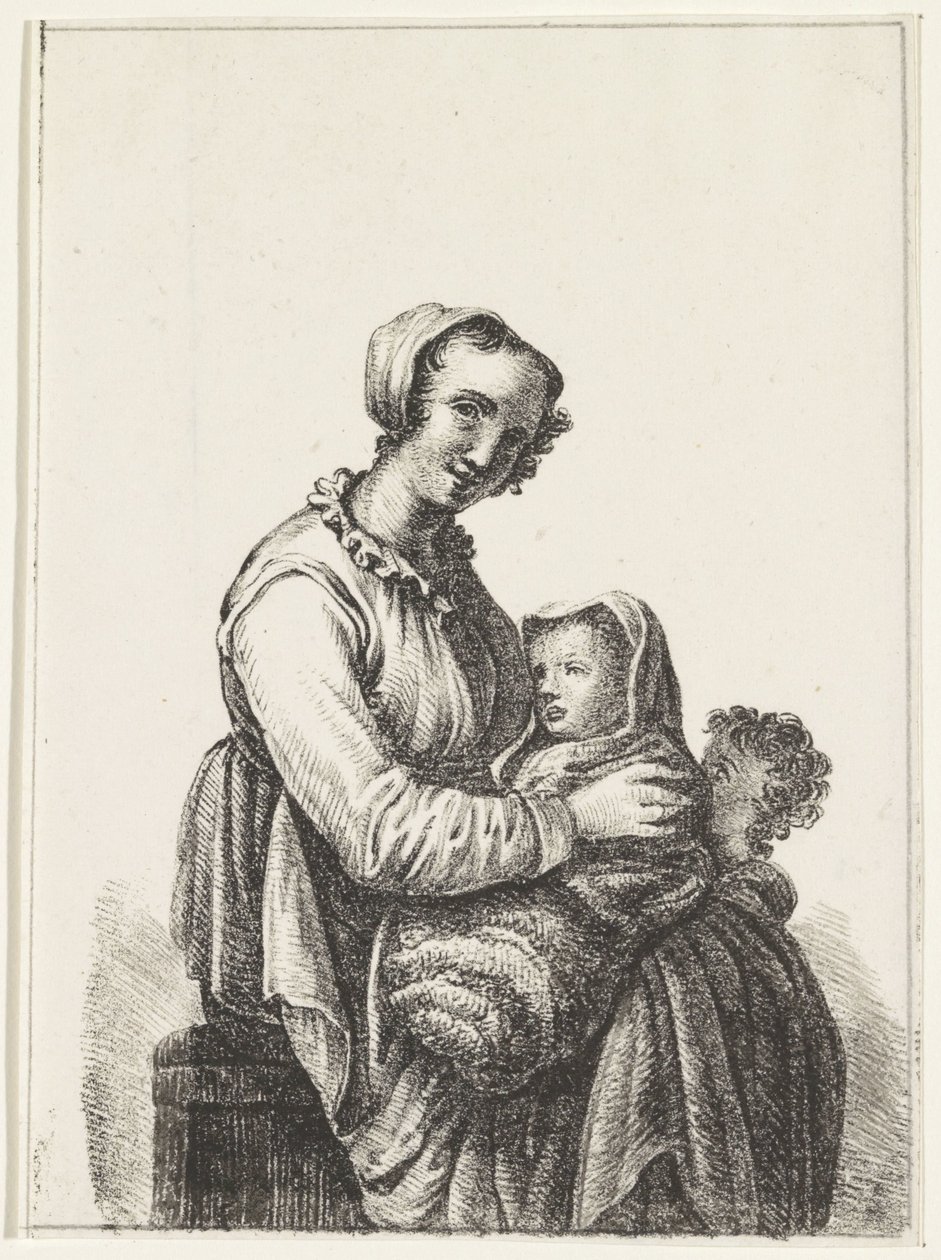 Mama z dzieckiem i maluchem autorstwa Pieter Bartholomeusz. Barbiers