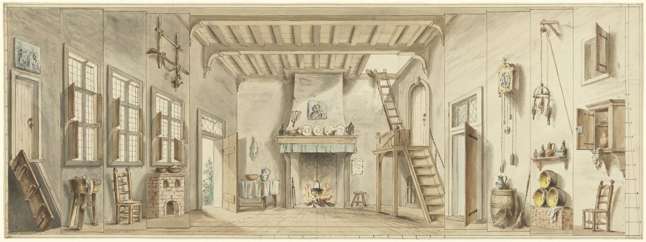 Projekt scenografii do opery flamandzkiej Het Kapertje autorstwa Pieter Bartholomeusz. Barbiers