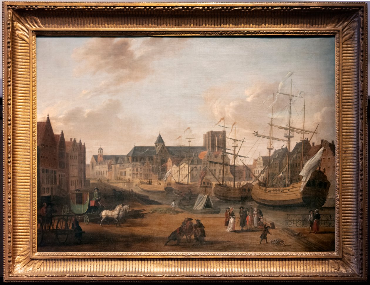 Widok na Korenlei i Graslei w Gandawie, Pieter Benedictus de Maere autorstwa Pieter Benedictus De Maere
