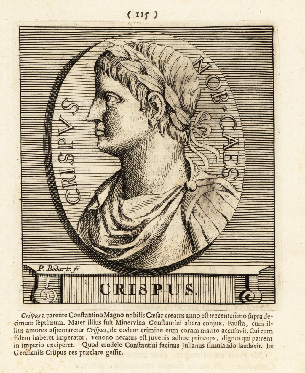 Flawiusz Juliusz Kryspus, syn cesarza rzymskiego Konstantyna Wielkiego, 1724 (rycina) autorstwa Pieter Bodart