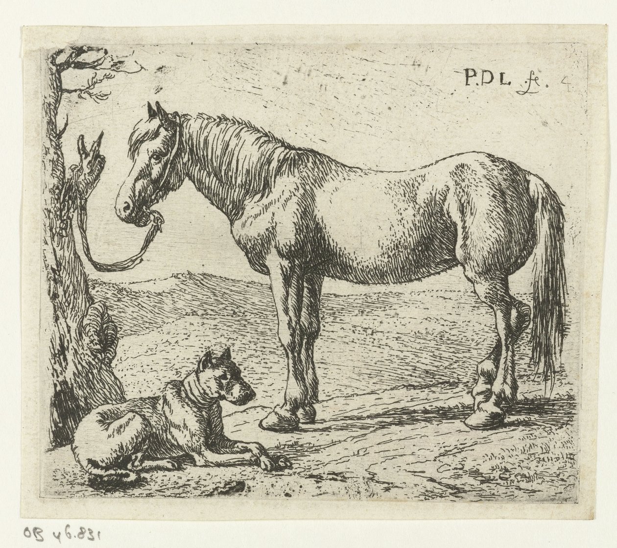 Koń i pies na łące Konie (tytuł serii) autorstwa Pieter Bodding van Laer
