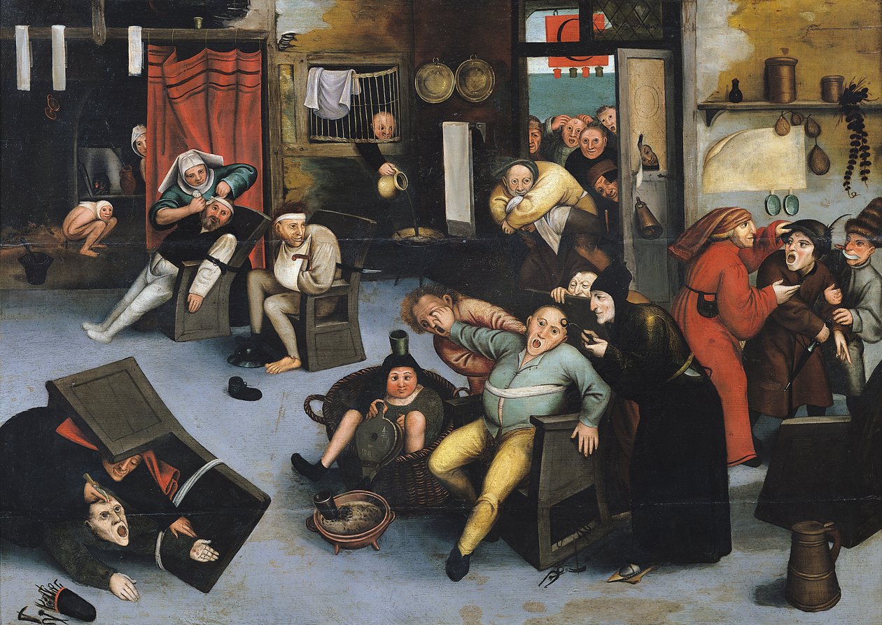 Wycinanie kamienia szaleństwa lub operacja na głowie autorstwa Pieter Bruegel the Elder