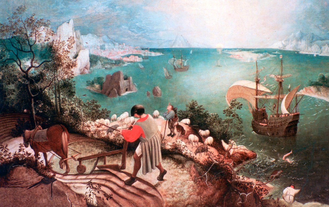 Krajobraz z upadkiem Ikara, ok. 1555 autorstwa Pieter Bruegel the Elder