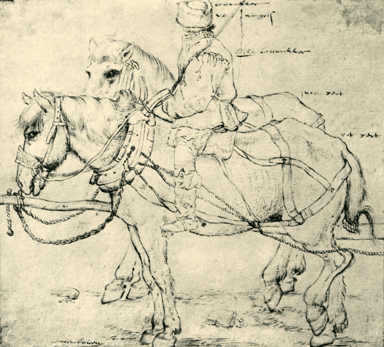 Jeździec i dwa konie, 1559-1563, 1943. autorstwa Pieter Bruegel the Elder